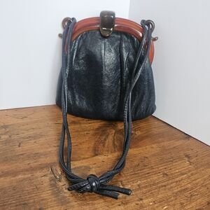 Vintage Mid-century Navy Purse W/ Lucite Or Bakelite Frame And Clasp Women's Bag